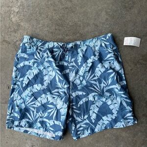 Old Navy Blue Leaf Print Swim Shorts